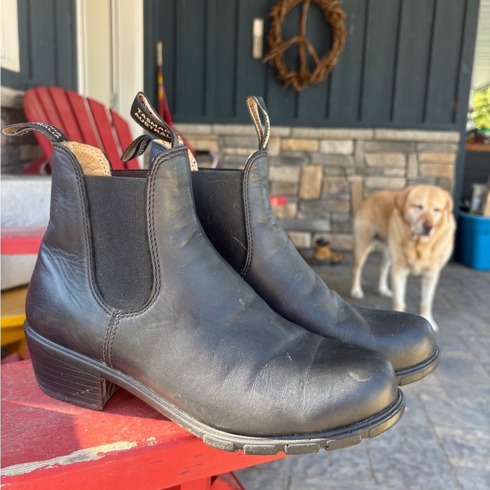 Classic Black Leather Heeled Boots